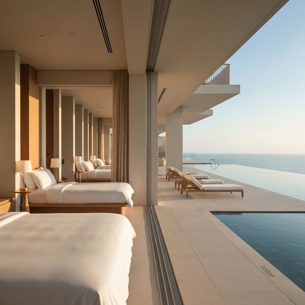 Luxury spa and resort with minimalist architecture
